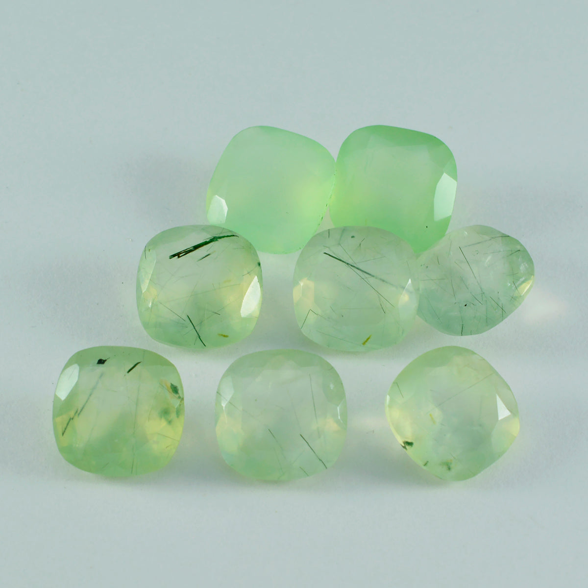 riyogems 1шт зеленый пренит ограненный 6х6 мм форма «кушон» А + 1 драгоценный камень качества