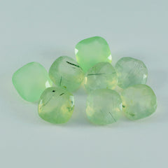 Riyogems 1PC Green Prehnite Faceted 7x7 mm Cushion Shape A1 Quality Stone