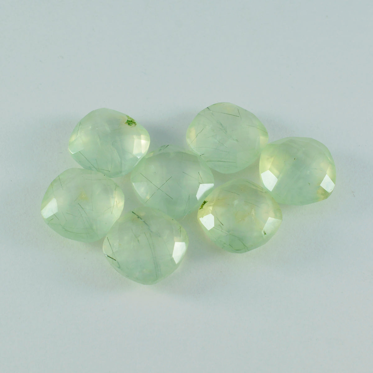riyogems 1 pieza de prehnita verde facetada con forma de cojín de 8x8 mm, piedra preciosa de buena calidad