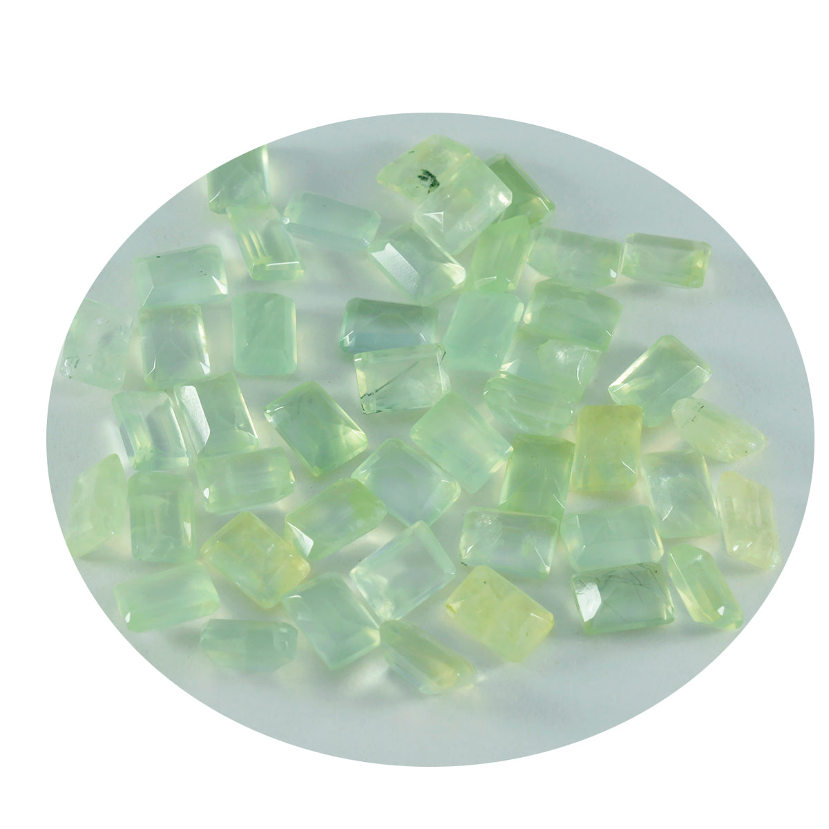 Riyogems 1PC groene prehniet gefacetteerde 4x6 mm achthoekige vorm mooie kwaliteit losse edelsteen