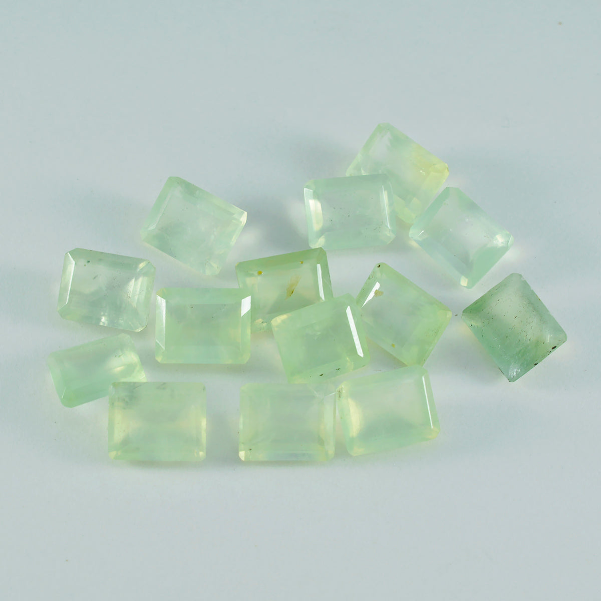 riyogems 1pc グリーン プレナイト ファセット 5x7 mm 八角形の驚くべき品質のルース宝石