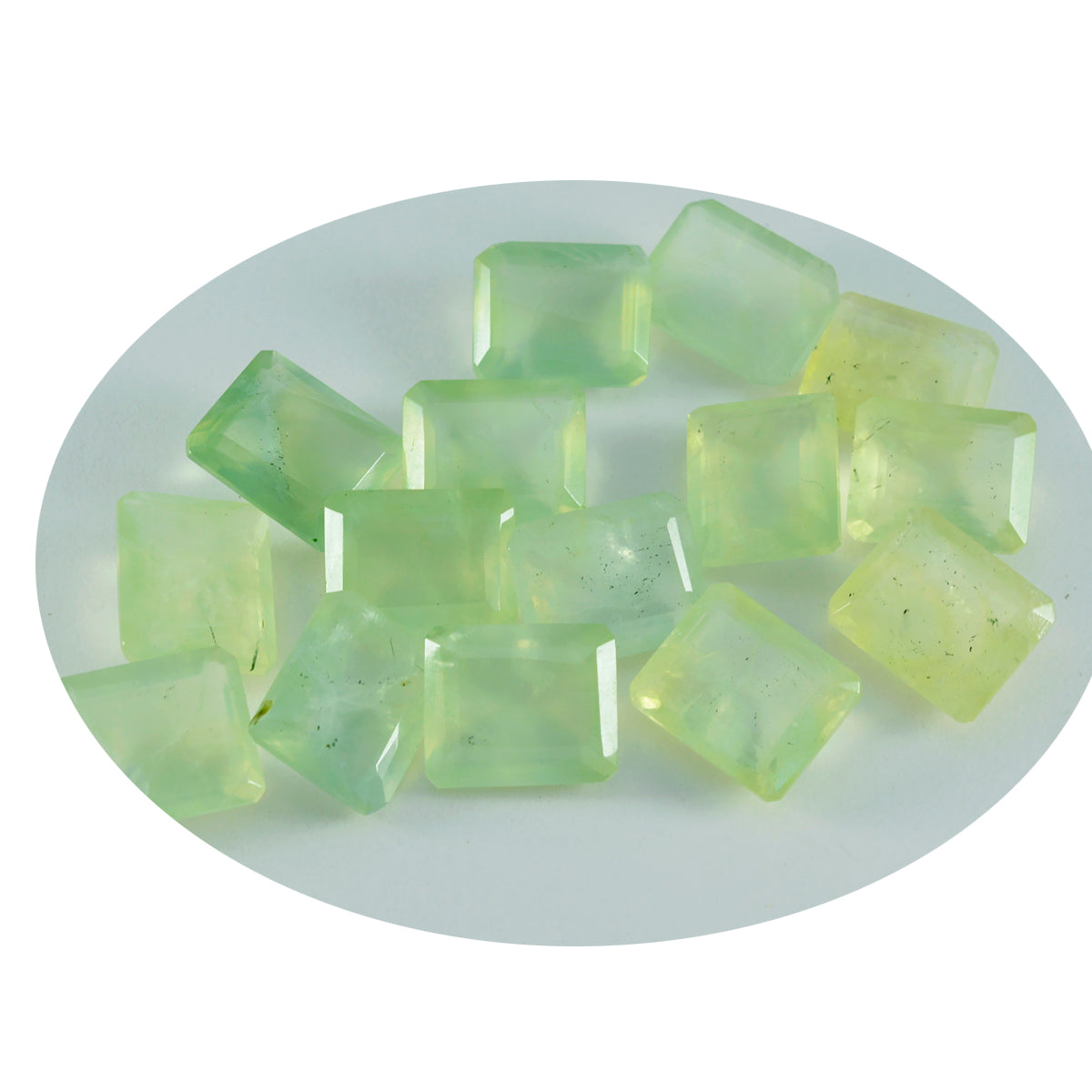 Riyogems 1PC groene prehniet gefacetteerde 7x9 mm achthoekige vorm knappe kwaliteit losse edelsteen