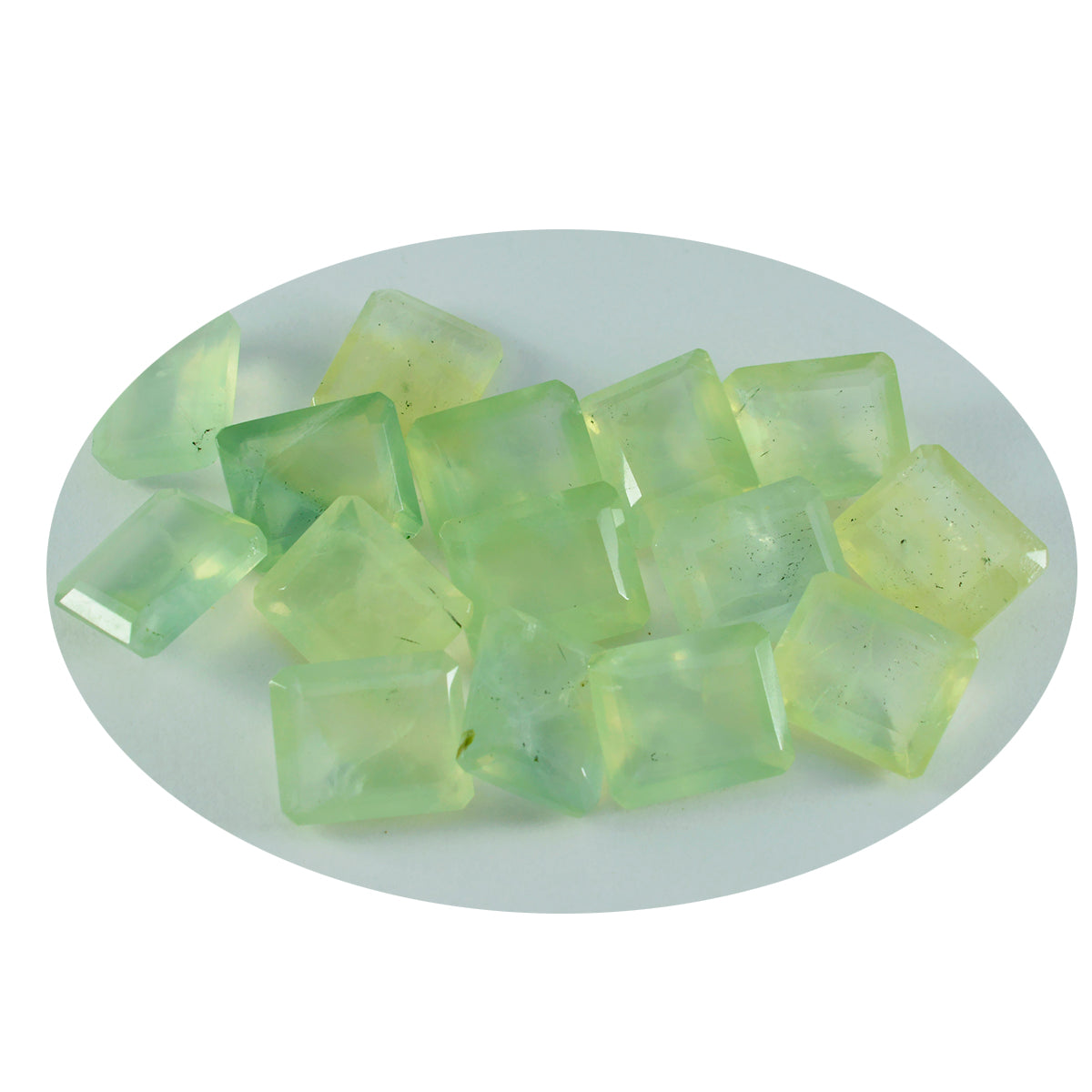 Riyogems 1PC groen prehniet gefacetteerd 8x10 mm achthoekige vorm, geweldige kwaliteit edelsteen