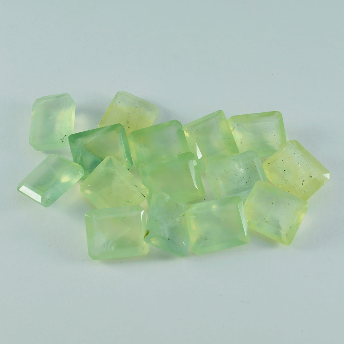 Riyogems 1PC groen prehniet gefacetteerd 8x10 mm achthoekige vorm, geweldige kwaliteit edelsteen