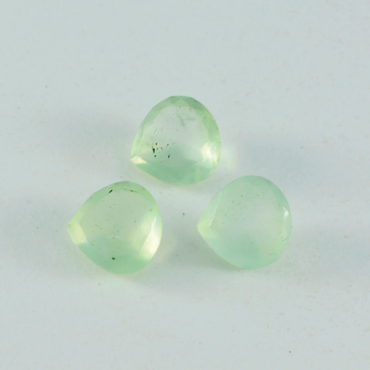 riyogems 1шт зеленый пренит ограненный 10х10 мм в форме сердца качественный камень
