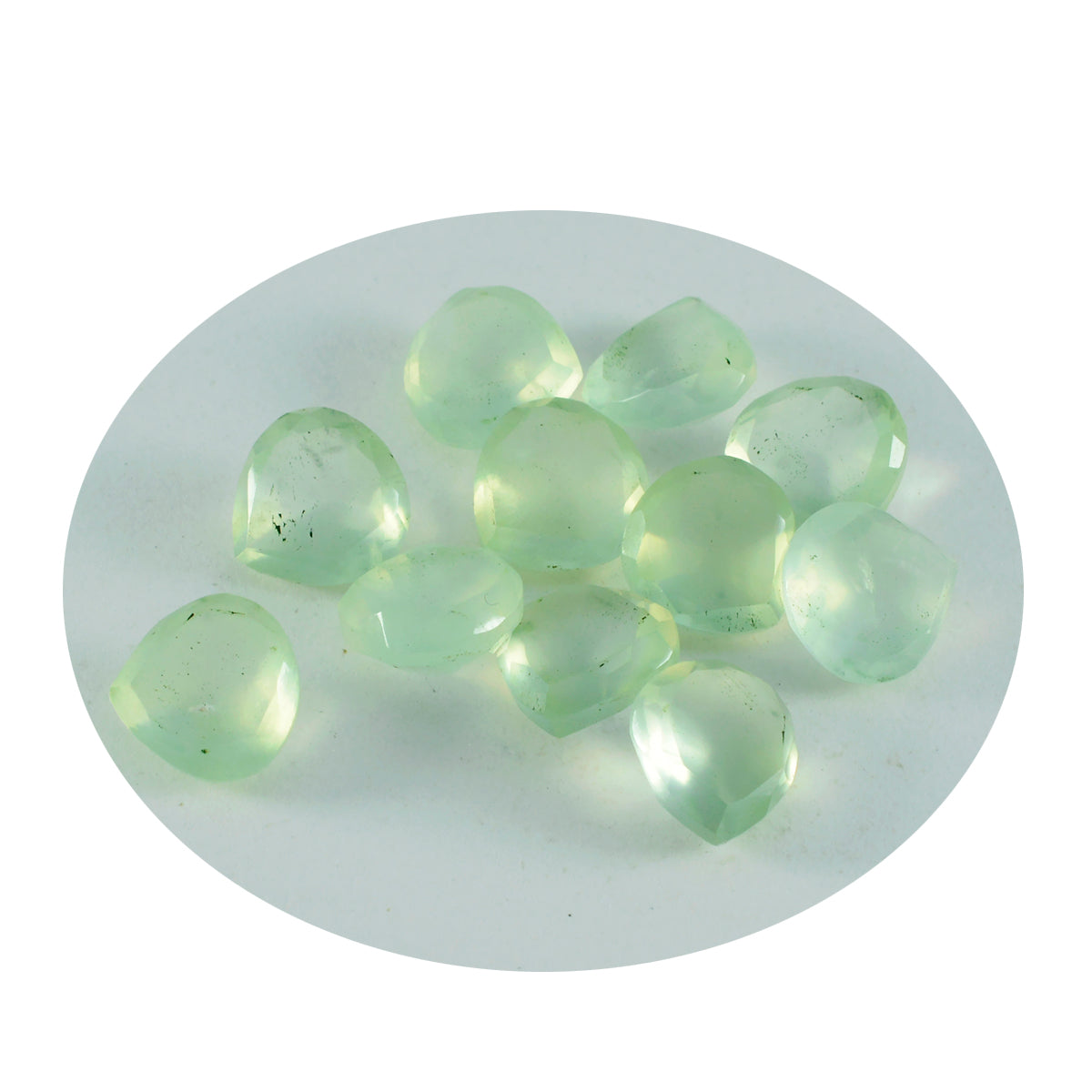 Riyogems 1PC Green Prehnite Faceted 7x7 mm Heart Shape beauty Quality Loose Gemstone