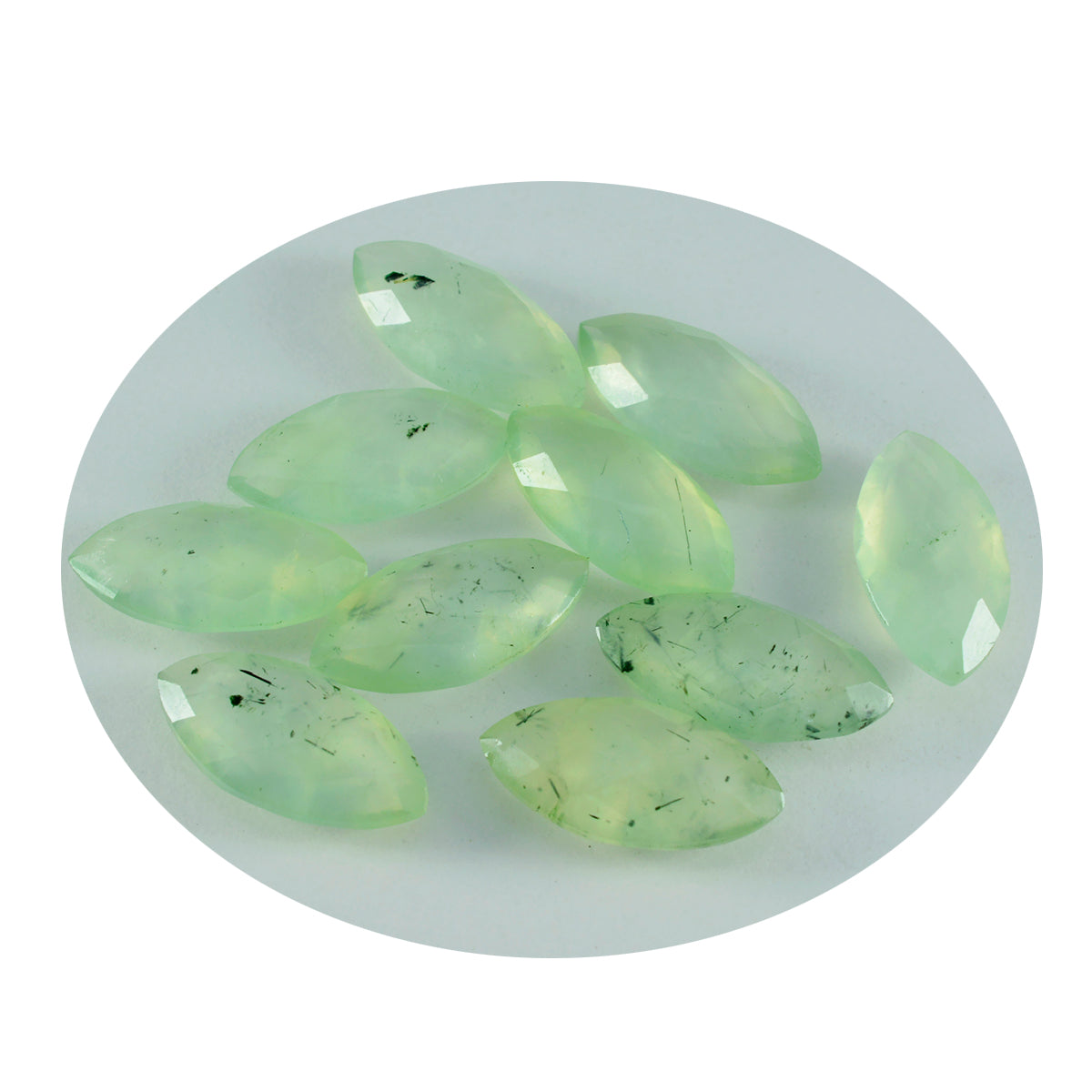 Riyogems 1PC Green Prehnite Faceted 7x14 mm Marquise Shape A+1 Quality Loose Stone