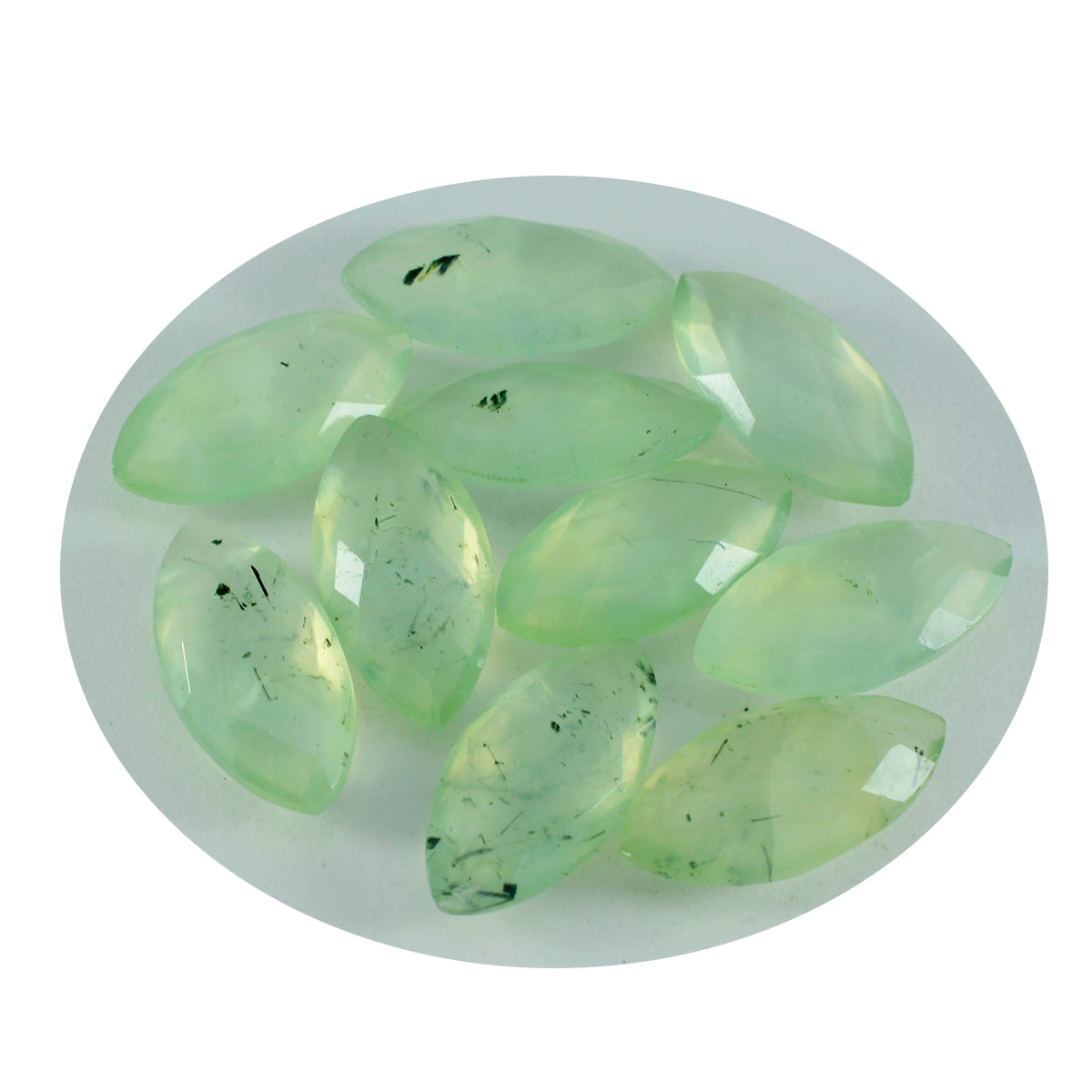 Riyogems 1PC Green Prehnite Faceted 8x16 mm Marquise Shape A1 Quality Loose Gemstone