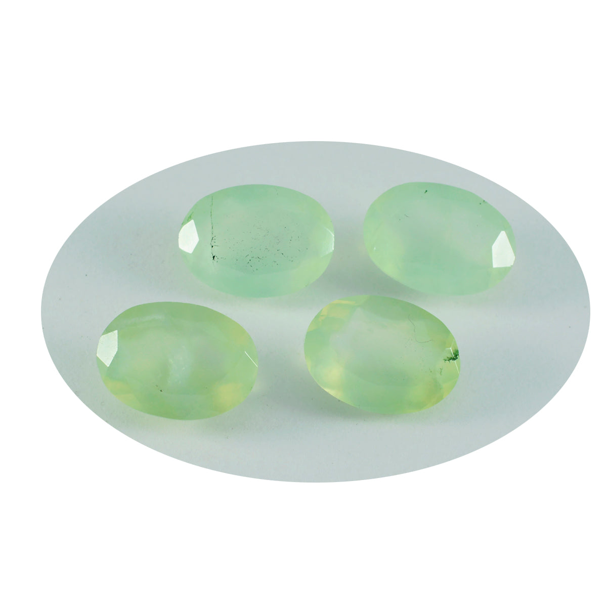 Riyogems 1PC groen prehniet gefacetteerd 10x12 mm ovale vorm uitstekende kwaliteit edelsteen