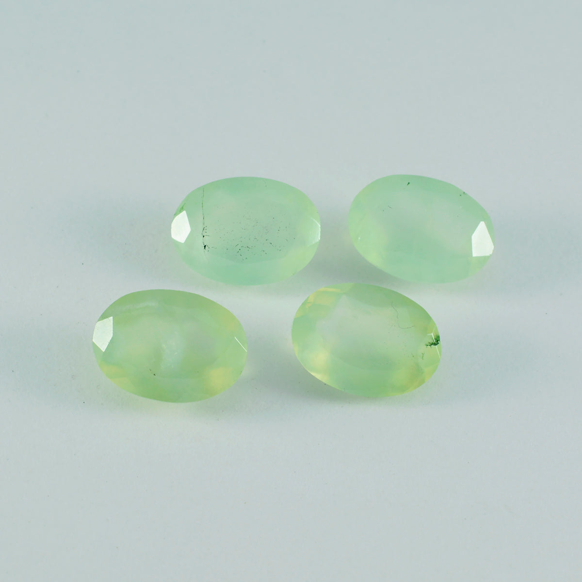 Riyogems 1 pieza prehnita verde facetada 10x12 mm forma ovalada gema de excelente calidad