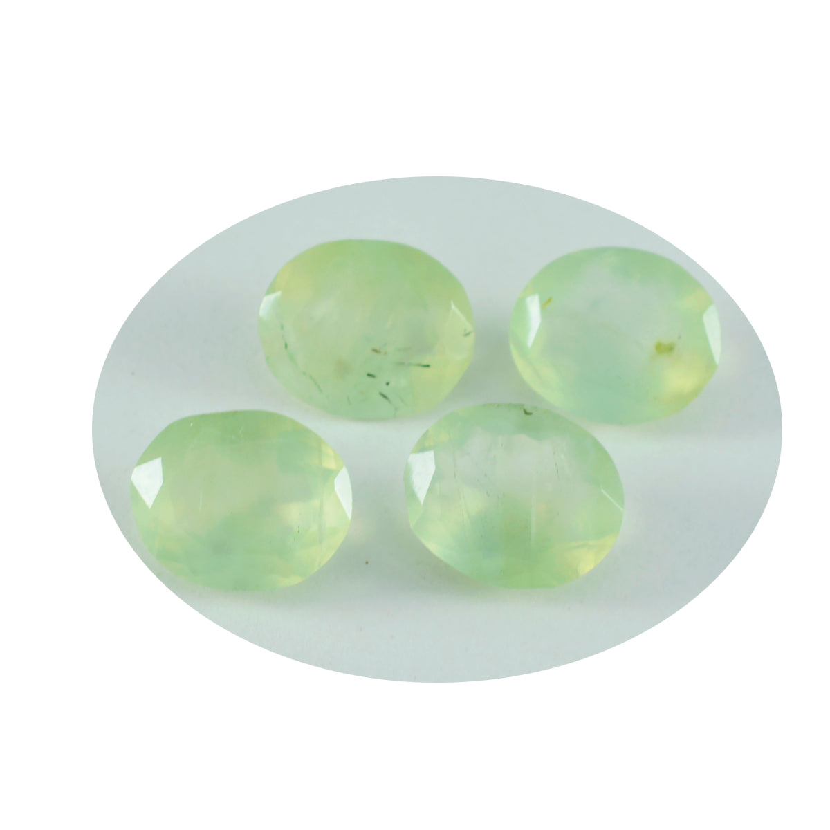 riyogems 1pc préhnite verte facettée 10x14 mm forme ovale jolies pierres précieuses de qualité