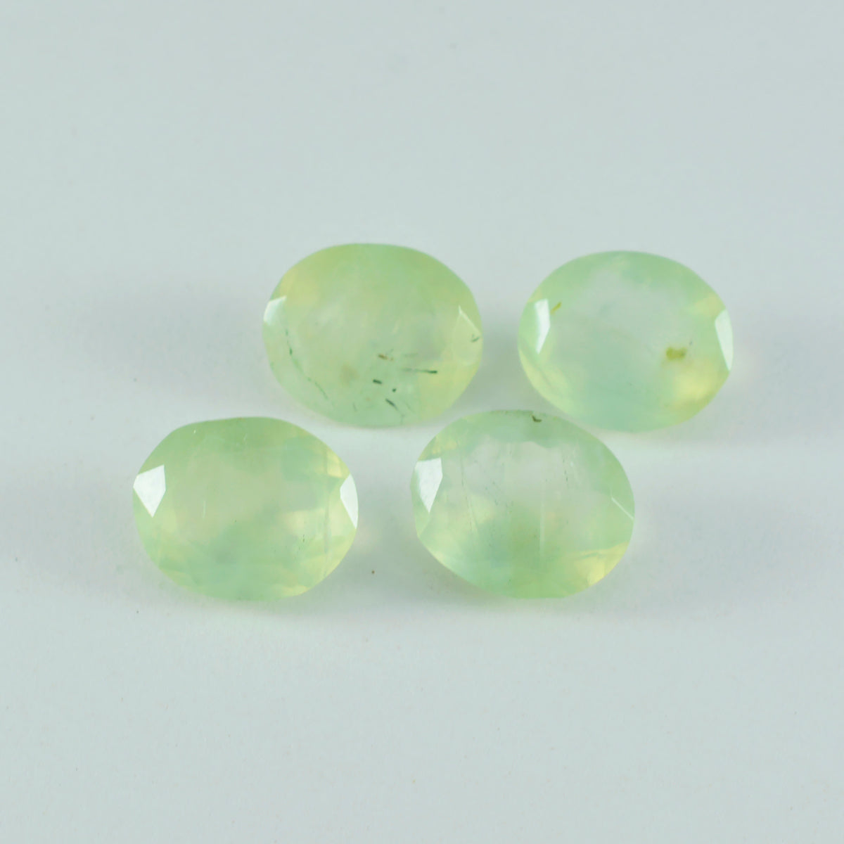 riyogems 1st grön prehnite fasetterad 10x14 mm oval form vackra kvalitetsädelstenar