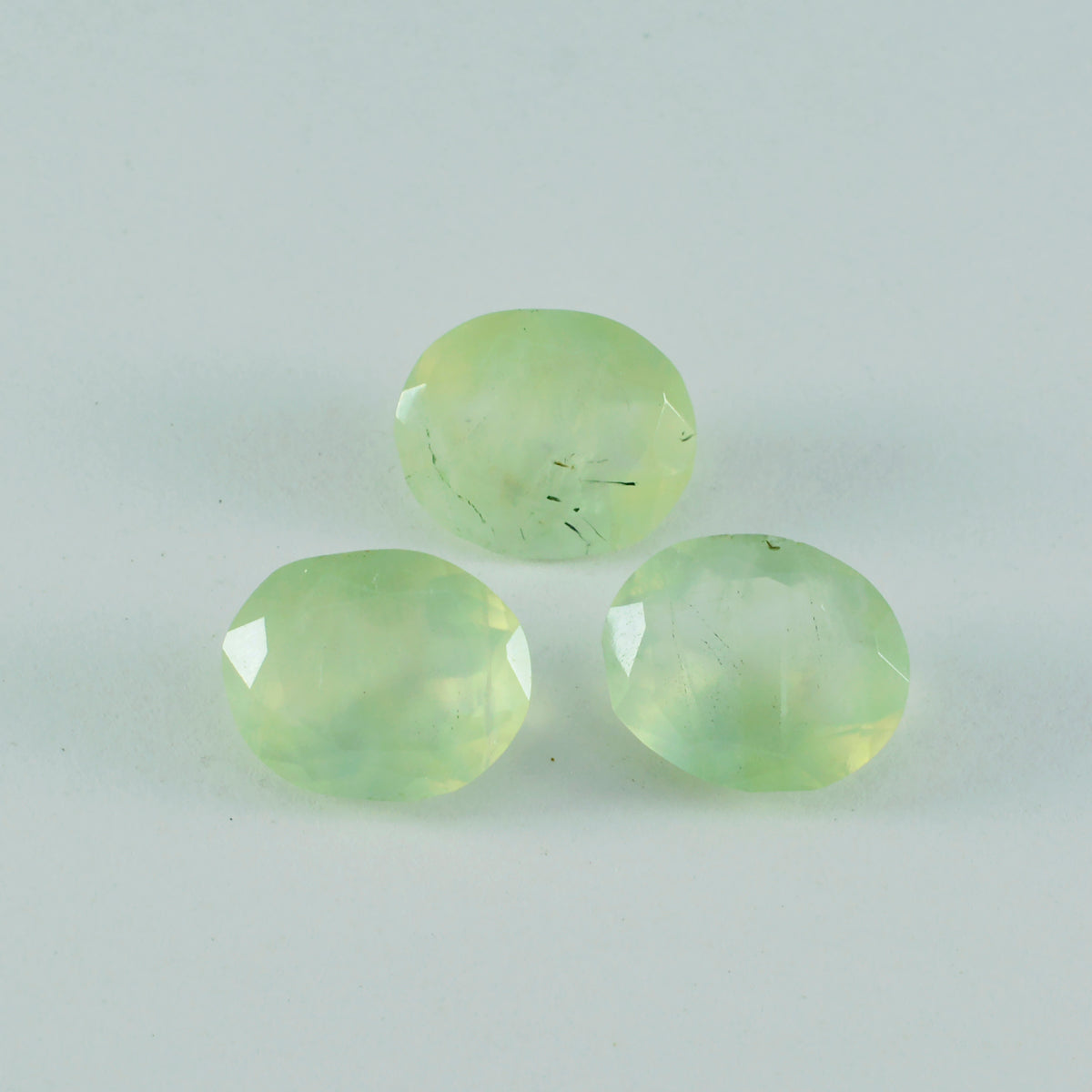 Riyogems 1PC Green Prehnite Faceted 12x16 mm Oval Shape astonishing Quality Stone
