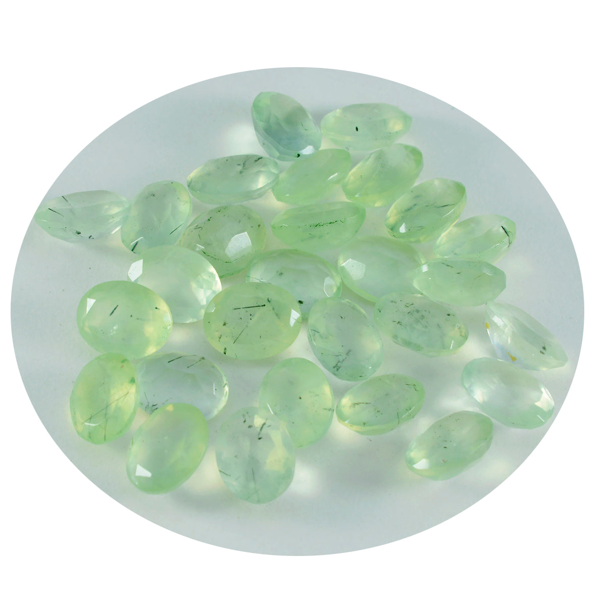 riyogems 1pc グリーン プレナイト ファセット 3x5 mm 楕円形の素晴らしい品質の宝石