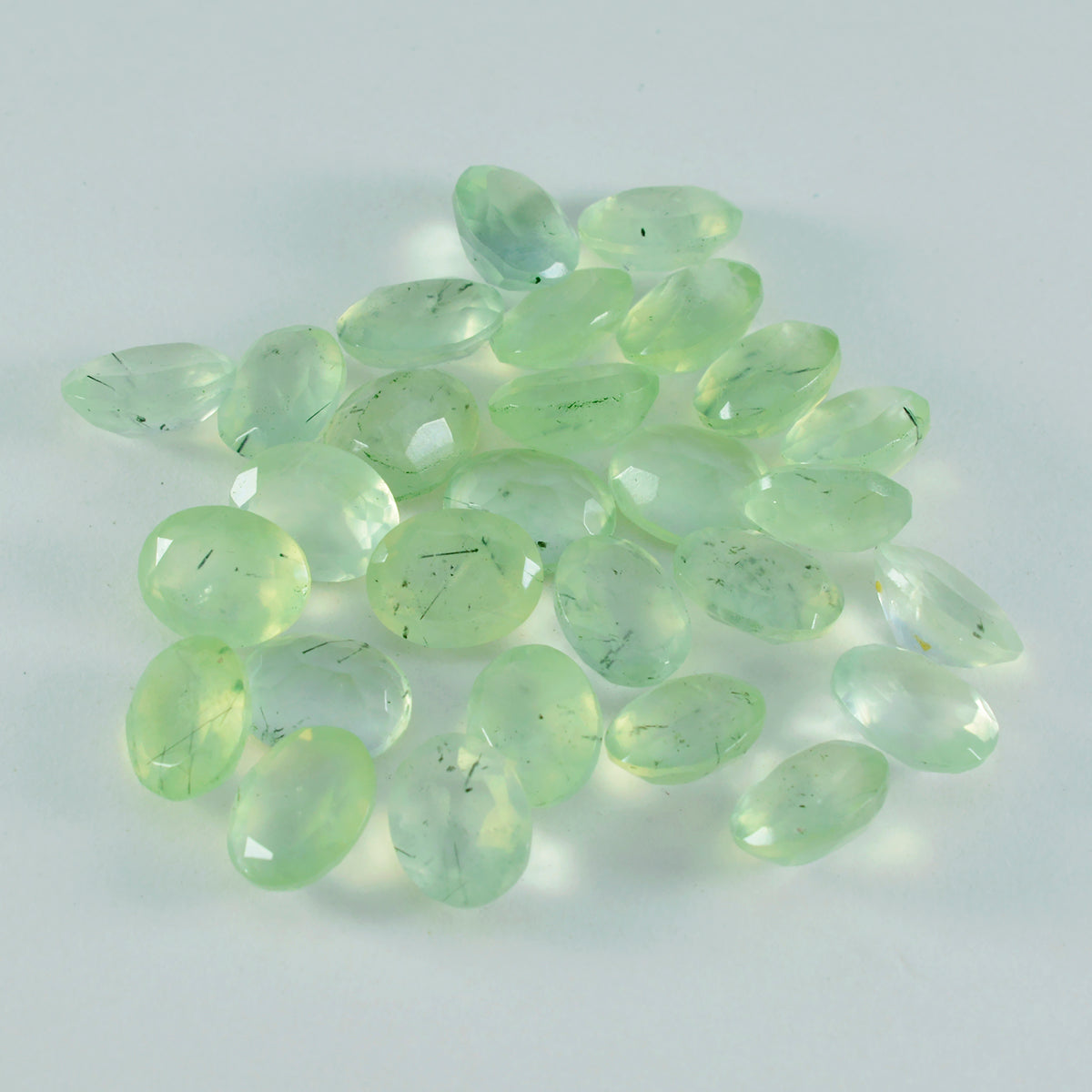 Riyogems, 1 pieza, prehnita verde facetada, 3x5 mm, forma ovalada, gemas de buena calidad