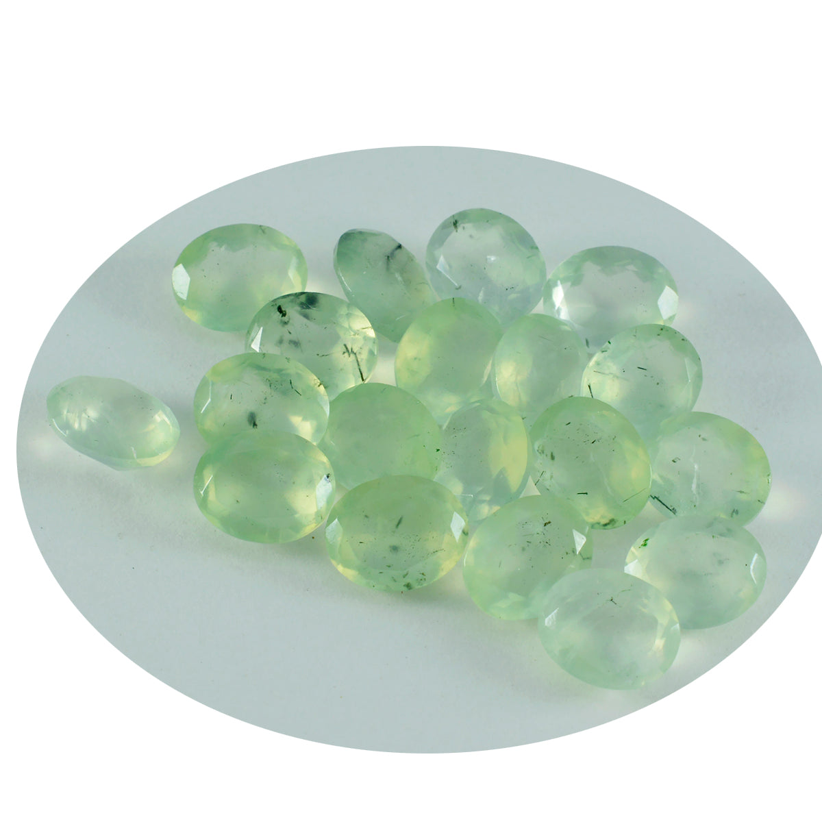 Riyogems 1PC groene prehniet gefacetteerd 6x8 mm ovale vorm mooie kwaliteit losse edelsteen