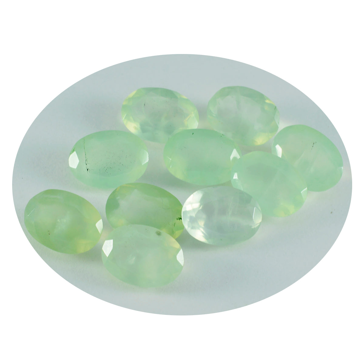 riyogems 1pc green prehnite faceted 7x9 mm oval shape handsome quality loose gems