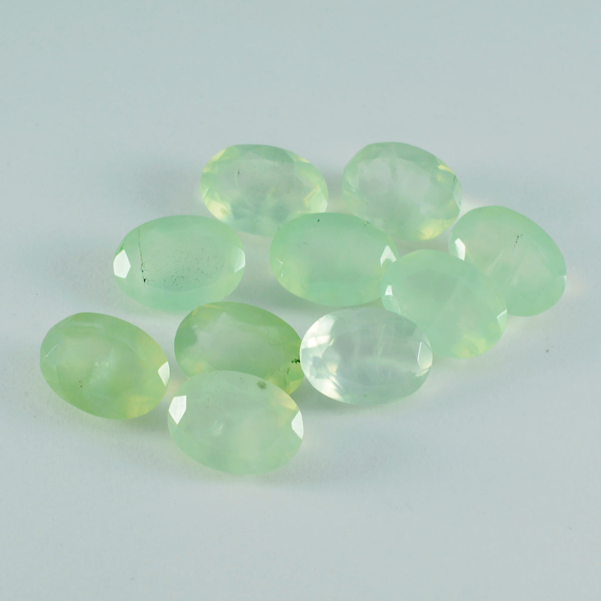 riyogems 1pc green prehnite faceted 7x9 mm oval shape handsome quality loose gems