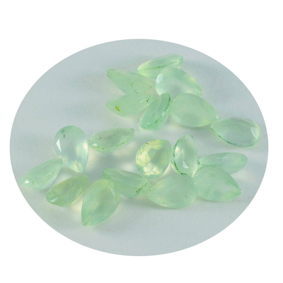 riyogems 1 st grön prehnite fasetterad 4x6 mm päronform stilig kvalitet lös pärla