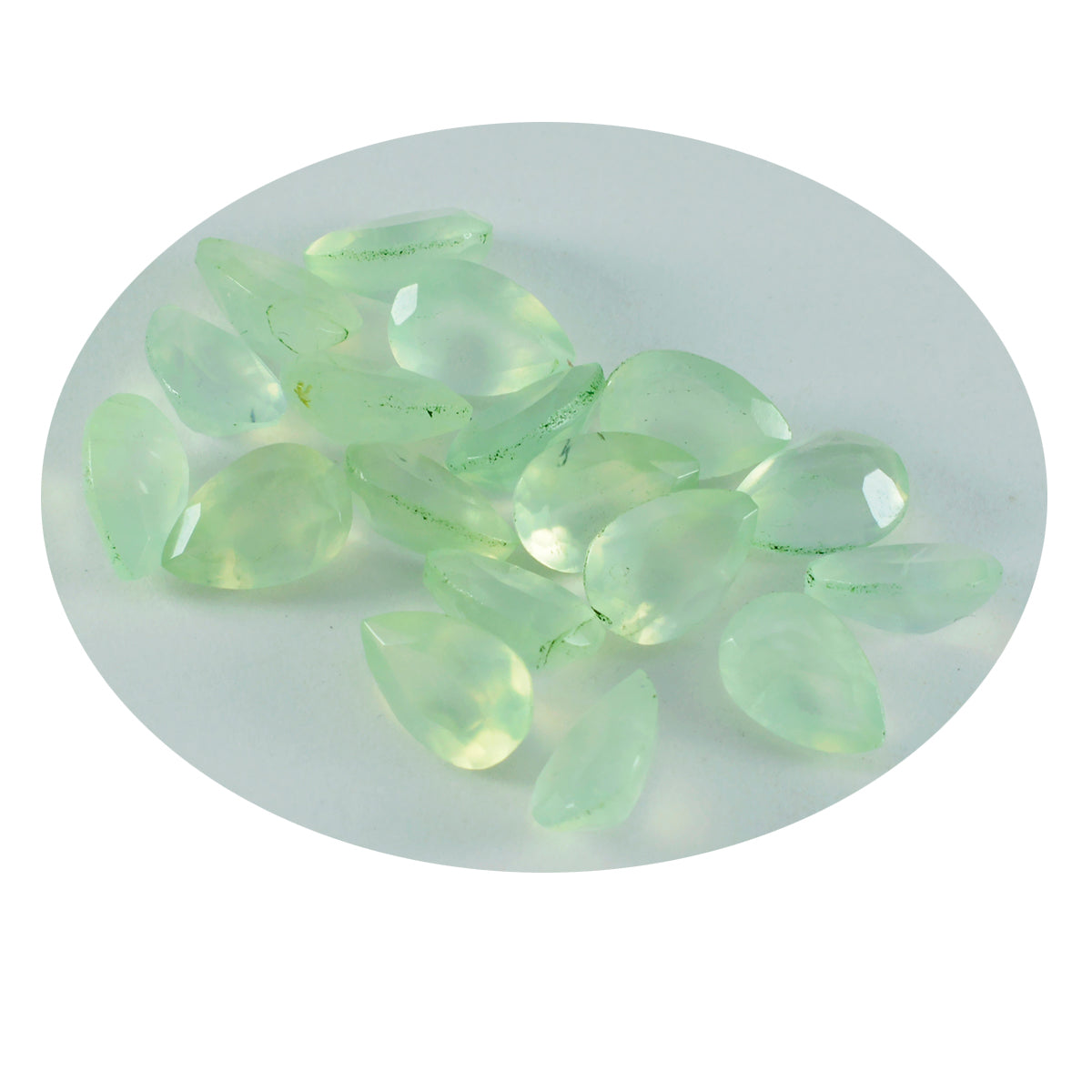 Riyogems 1PC Green Prehnite Faceted 5x7 mm Pear Shape great Quality Loose Gems
