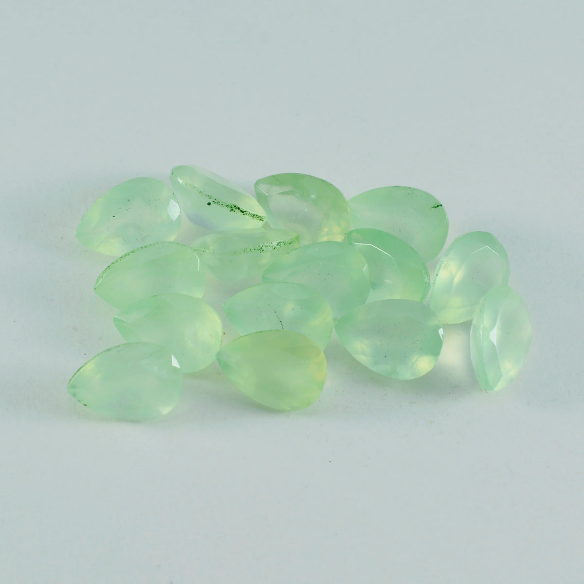 Riyogems 1PC Green Prehnite Faceted 7x10 mm Pear Shape startling Quality Loose Gemstone