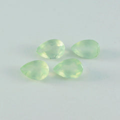 Riyogems 1PC Green Prehnite Faceted 8x12 mm Pear Shape wonderful Quality Gem