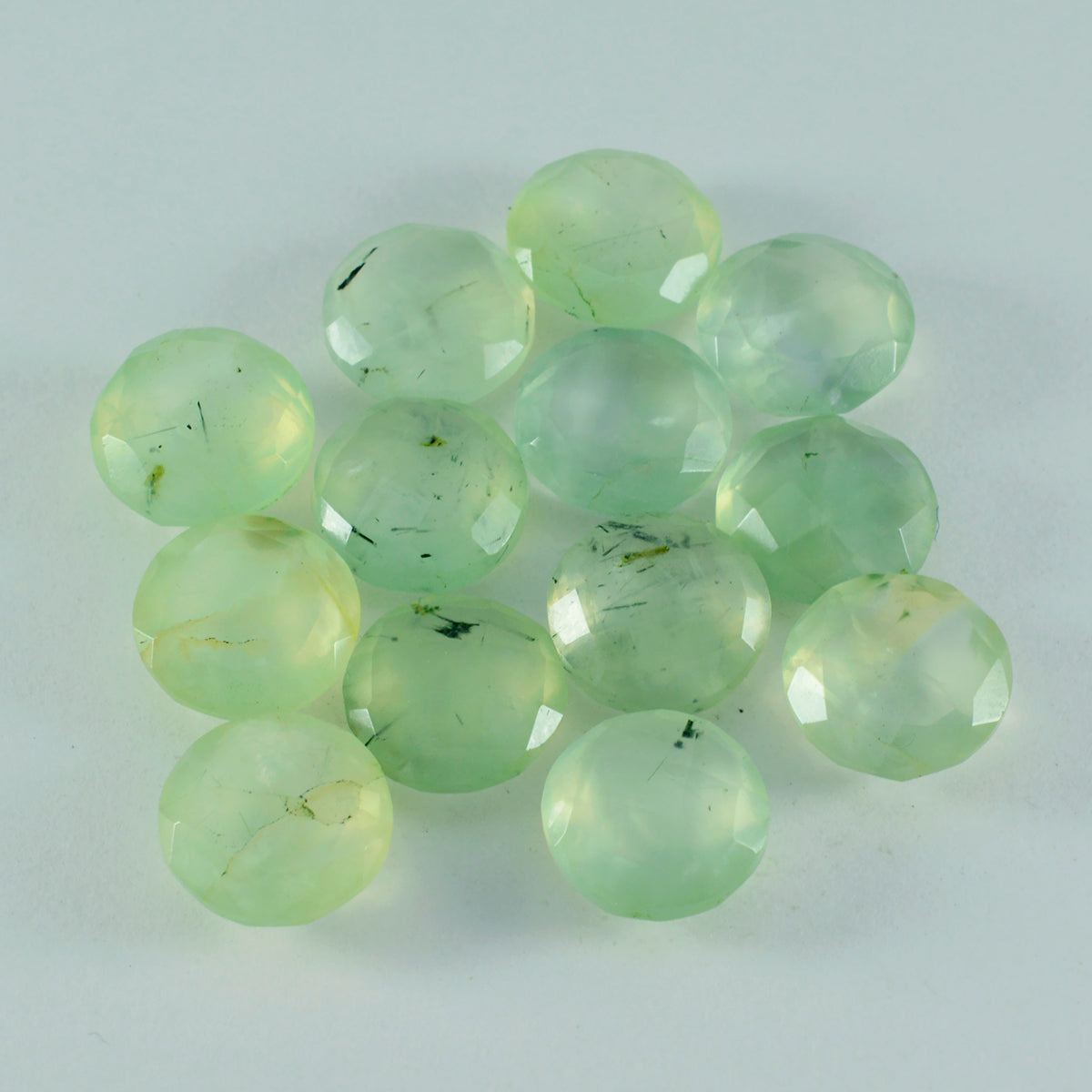 riyogems 1шт зеленый пренит ограненный 10х10 мм круглая форма а+качество камень