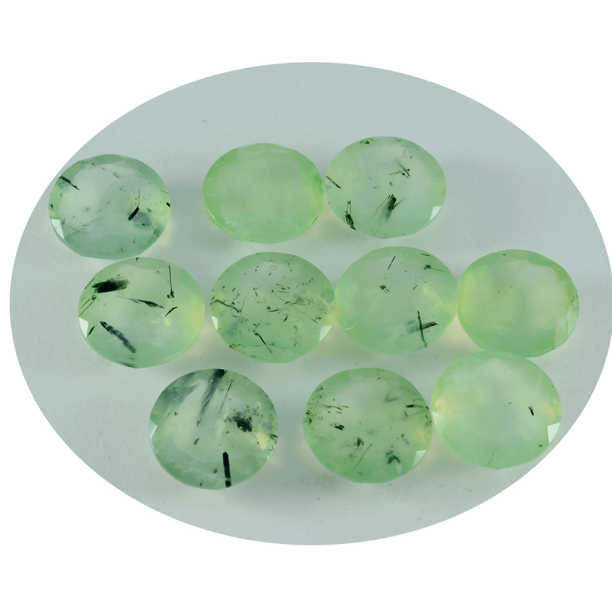 Riyogems 1PC Green Prehnite Faceted 11x11 mm Round Shape A+1 Quality Gemstone