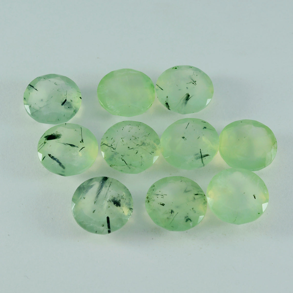 Riyogems 1PC Green Prehnite Faceted 11x11 mm Round Shape A+1 Quality Gemstone