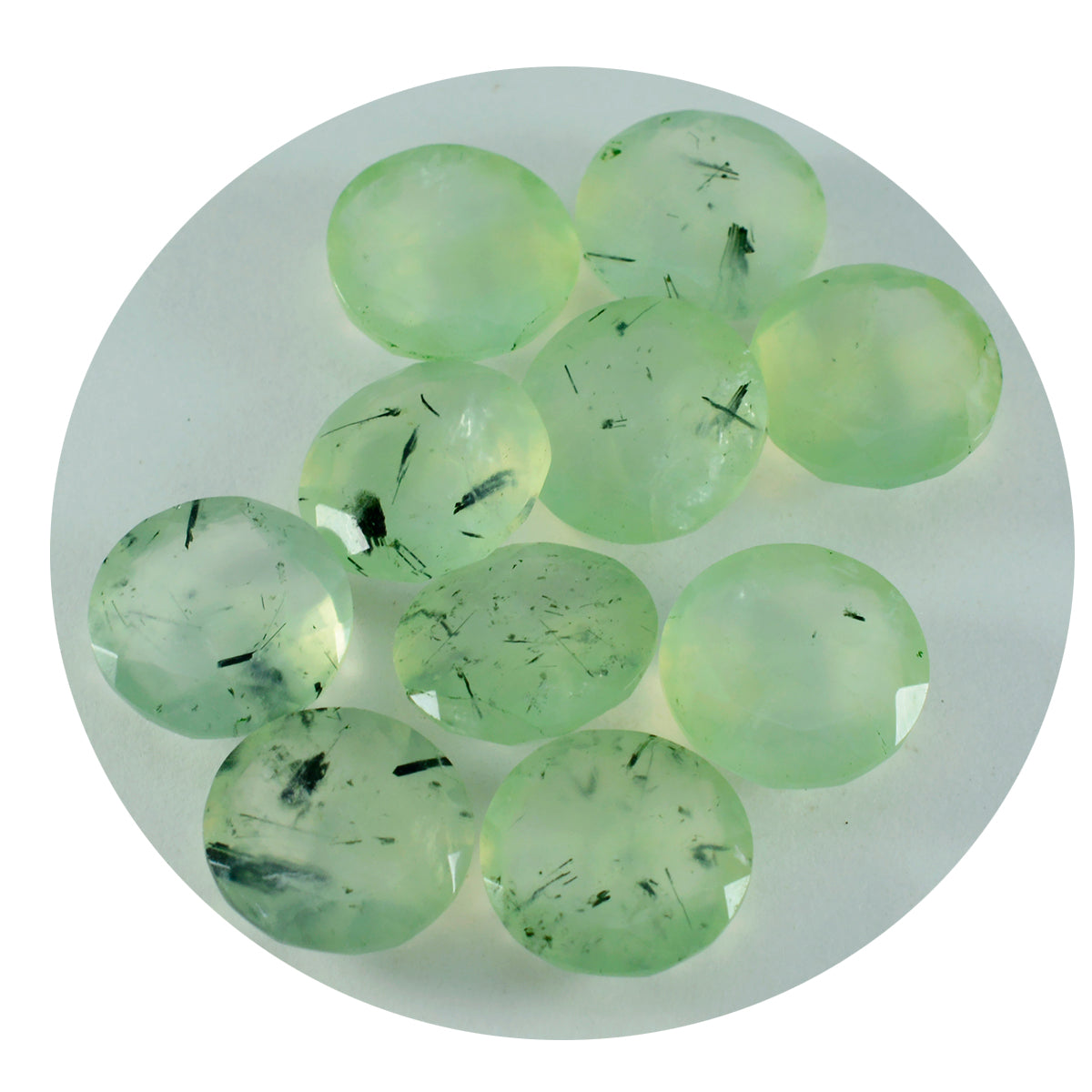 Riyogems 1PC Green Prehnite Faceted 12x12 mm Round Shape A1 Quality Loose Gem