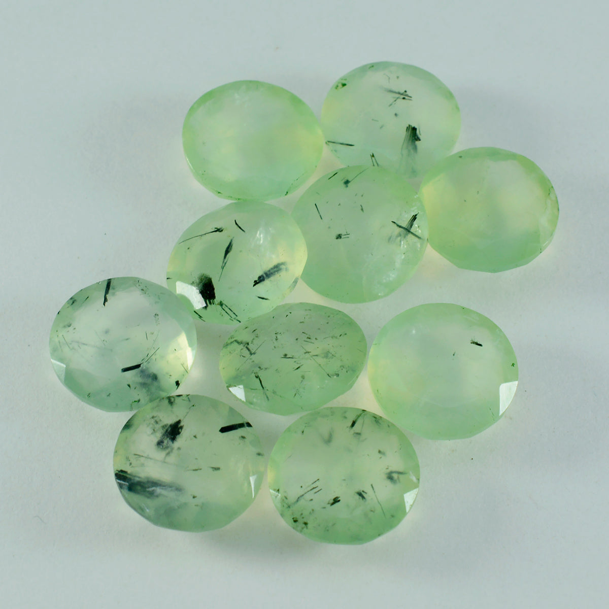 Riyogems 1PC Green Prehnite Faceted 12x12 mm Round Shape A1 Quality Loose Gem