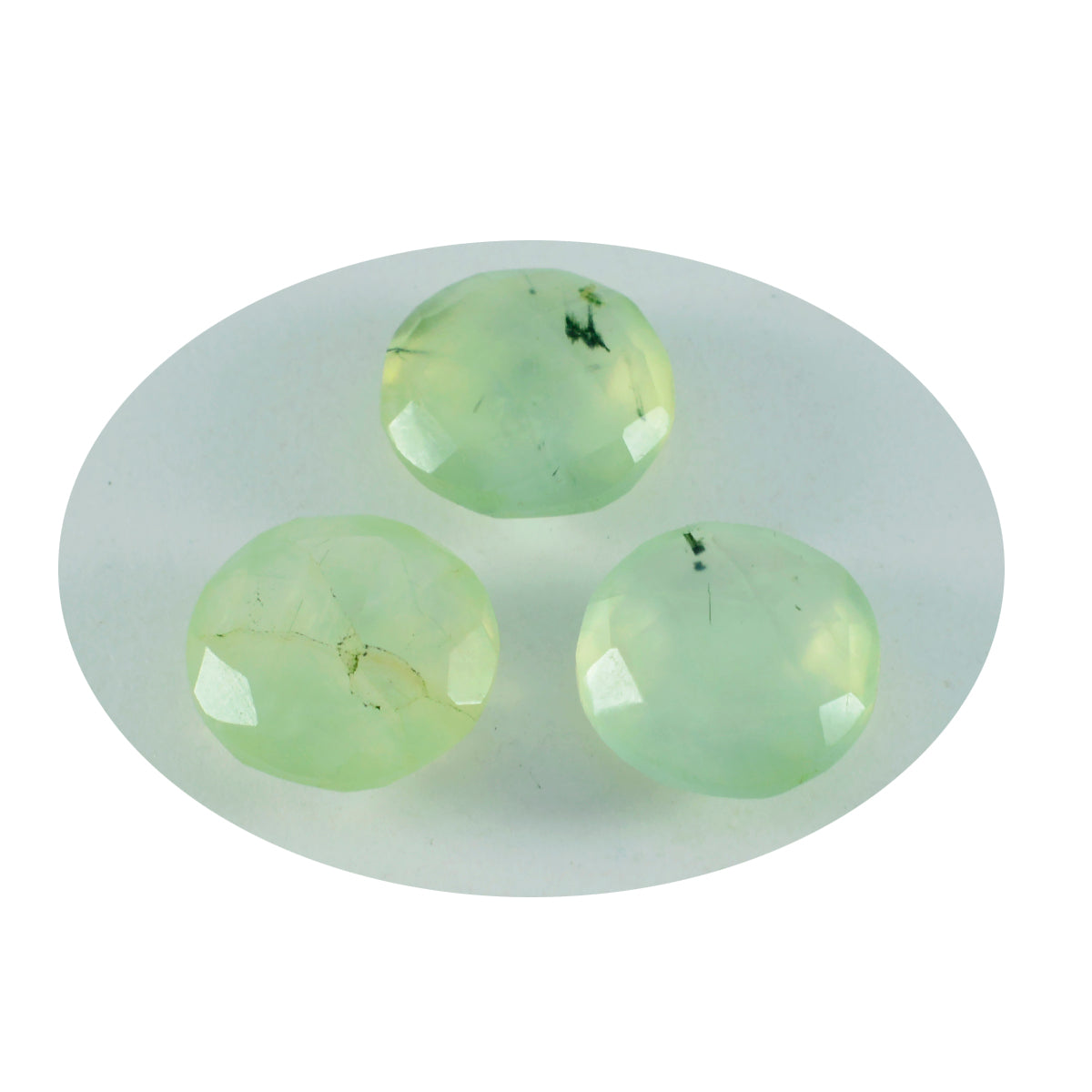 riyogems 1pc green prehnite faceted 14x14 mm round shape nice quality loose stone