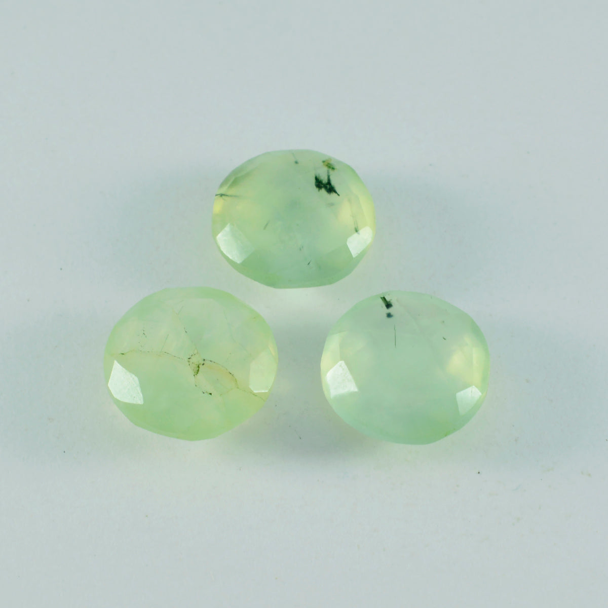 riyogems 1pc green prehnite faceted 14x14 mm round shape nice quality loose stone