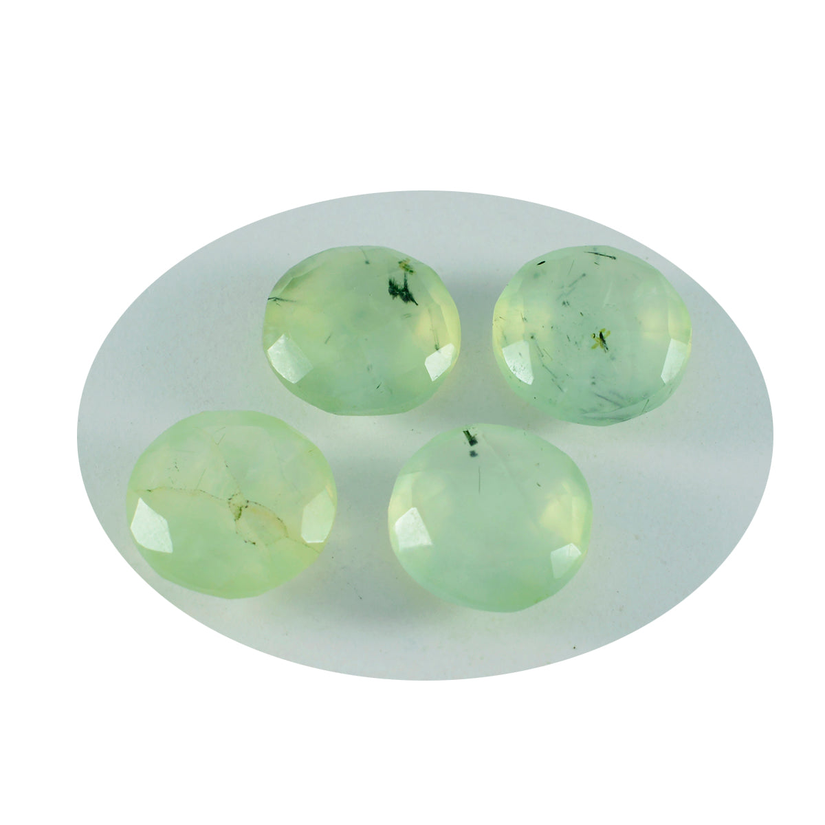 Riyogems 1PC Green Prehnite Faceted 15x15 mm Round Shape beautiful Quality Loose Gemstone