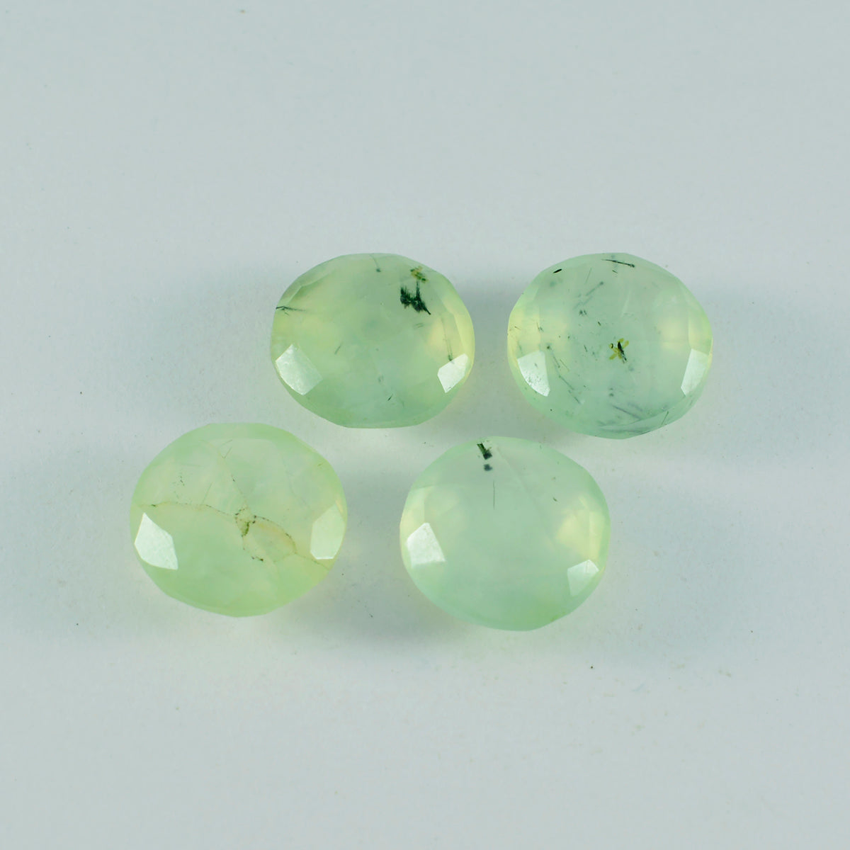 riyogems 1pc グリーン プレナイト ファセット 15x15 mm ラウンド形状の美しい品質のルース宝石