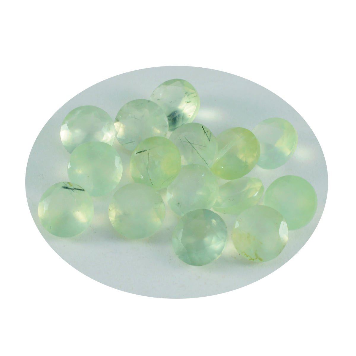 riyogems 1pc green prehnite faceted 6x6 mm round shape cute quality loose stone