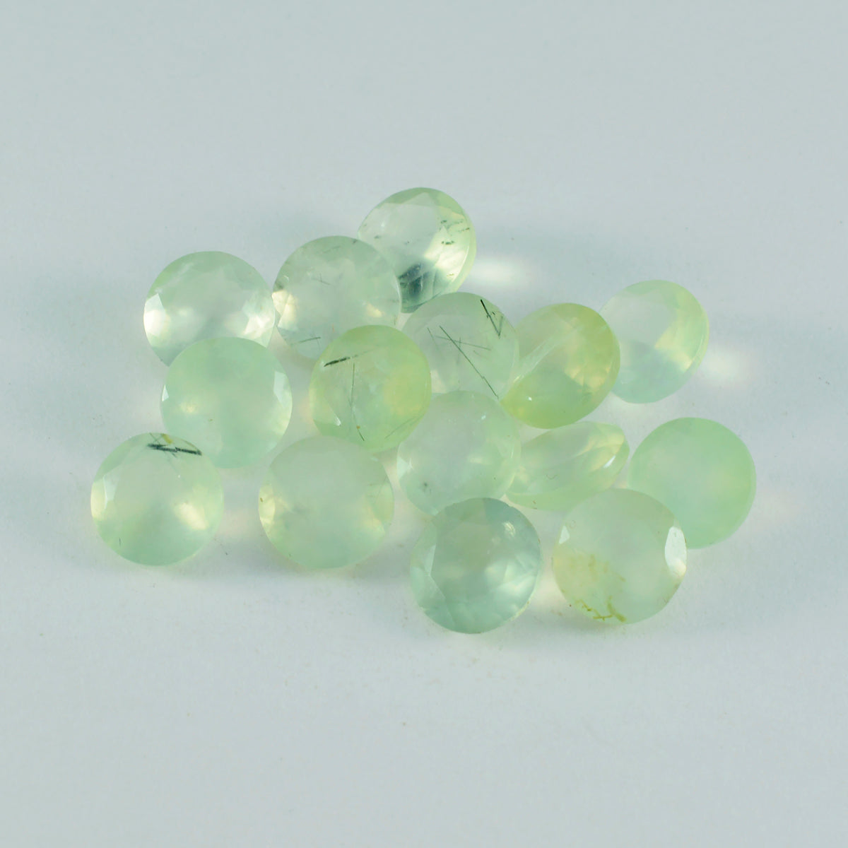 riyogems 1pc green prehnite faceted 6x6 mm round shape cute quality loose stone