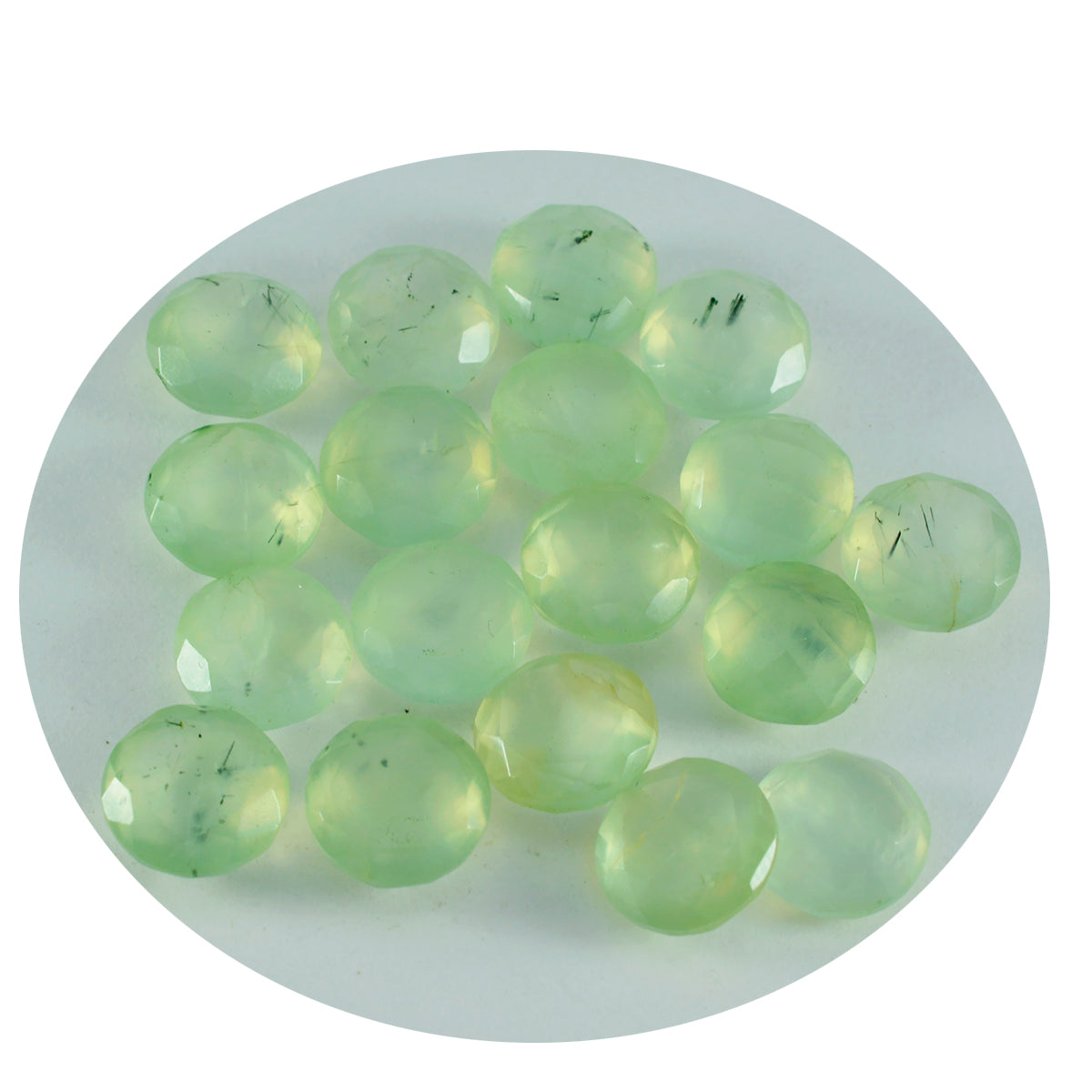 riyogems 1 pieza de prehnita verde facetada de 7x7 mm, forma redonda, una piedra preciosa suelta de calidad