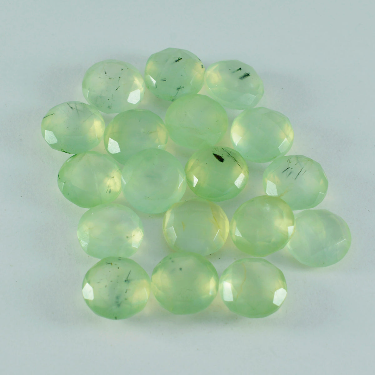 Riyogems 1 pieza prehnita verde facetada 8x8 mm forma redonda gema de calidad aa