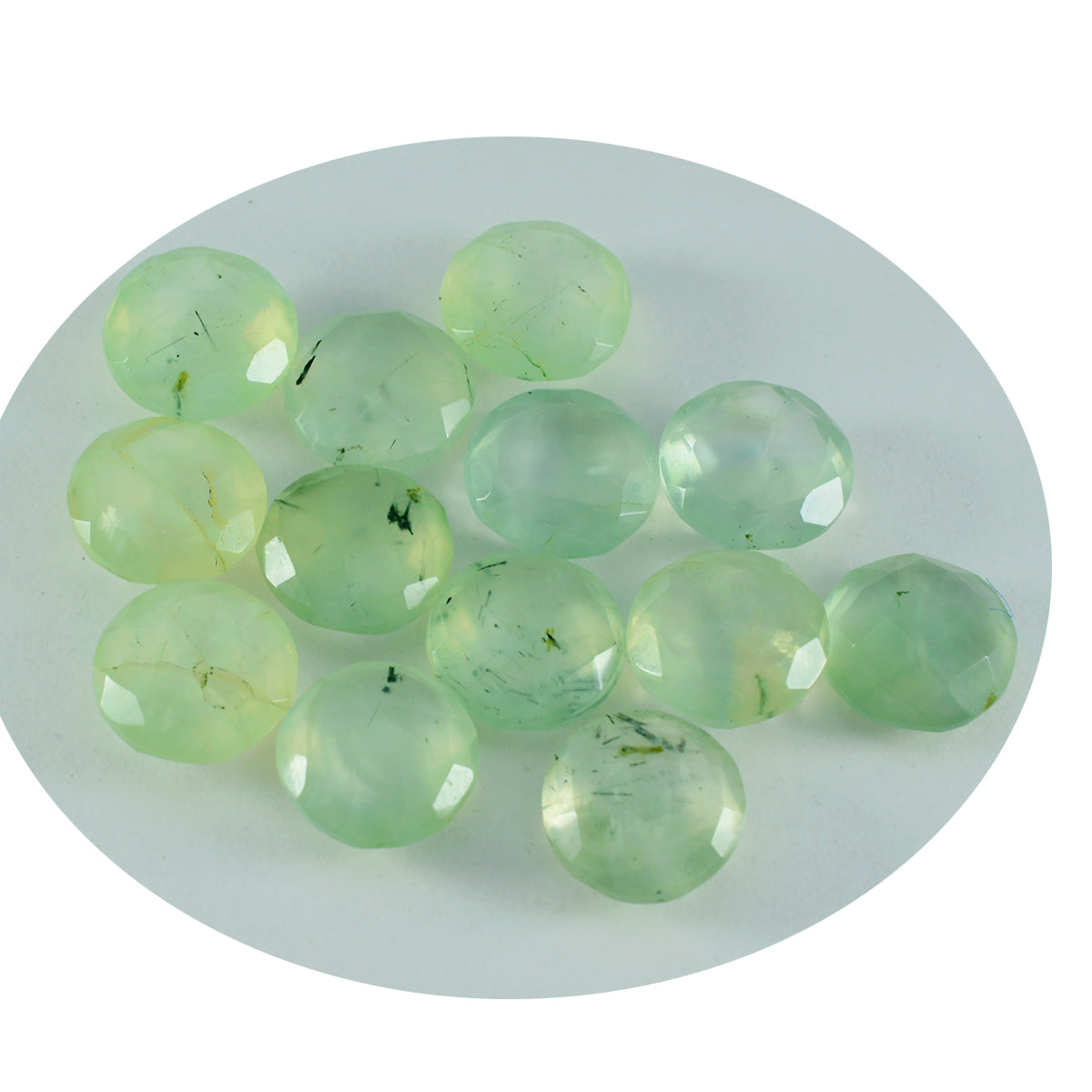 Riyogems 1PC Green Prehnite Faceted 9x9 mm Round Shape AAA Quality Gems