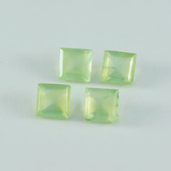 Riyogems 1pc préhnite verte à facettes 10x10mm forme carrée jolie pierre en vrac de qualité