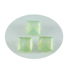 Riyogems 1 Stück grüner Prehnit, facettiert, 11 x 11 mm, quadratische Form, erstaunlich hochwertiger loser Edelstein