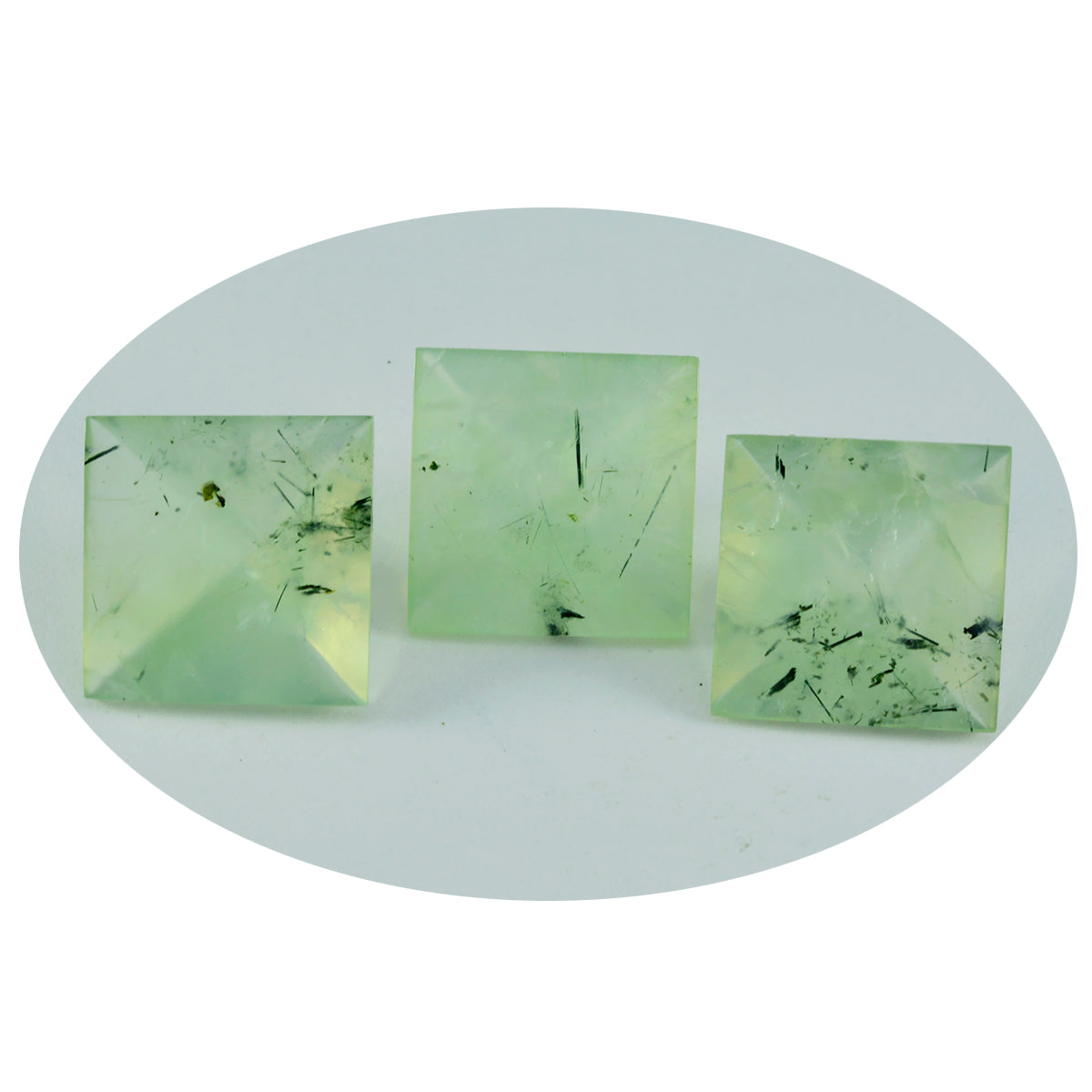 Riyogems 1 Stück grüner Prehnit, facettiert, 12 x 12 mm, quadratische Form, schöner Qualitäts-Edelstein