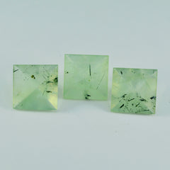 Riyogems 1PC Green Prehnite Faceted 12x12 mm Square Shape lovely Quality Gem