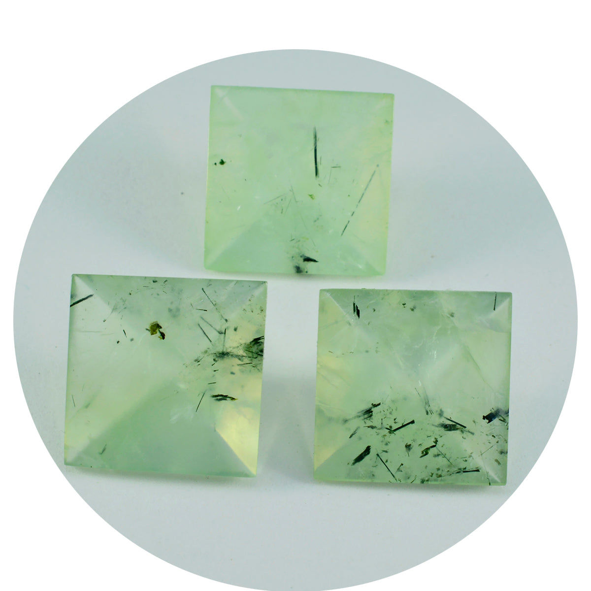 riyogems 1pc green prehnite faceted 13x13 mm square shape handsome quality gems