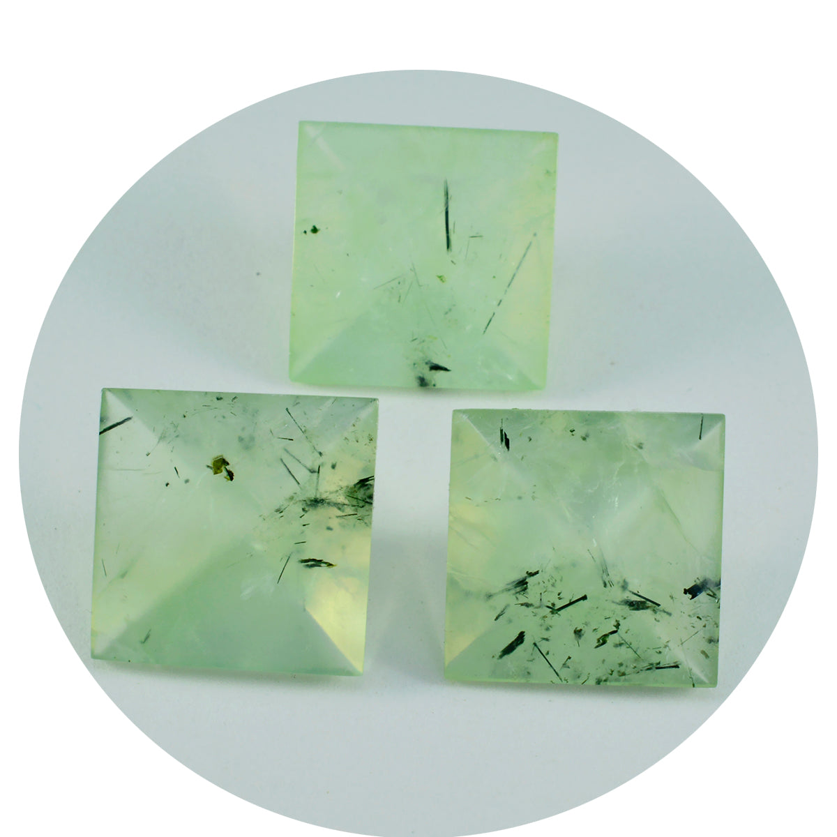 Riyogems 1PC Green Prehnite Faceted 13x13 mm Square Shape handsome Quality Gems