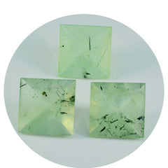 riyogems 1pc グリーン プレナイト ファセット 13x13 mm 正方形の形状のハンサムな品質の宝石