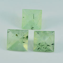 Riyogems 1 Stück grüner Prehnit, facettiert, 13 x 13 mm, quadratische Form, hübsche Qualitätsedelsteine