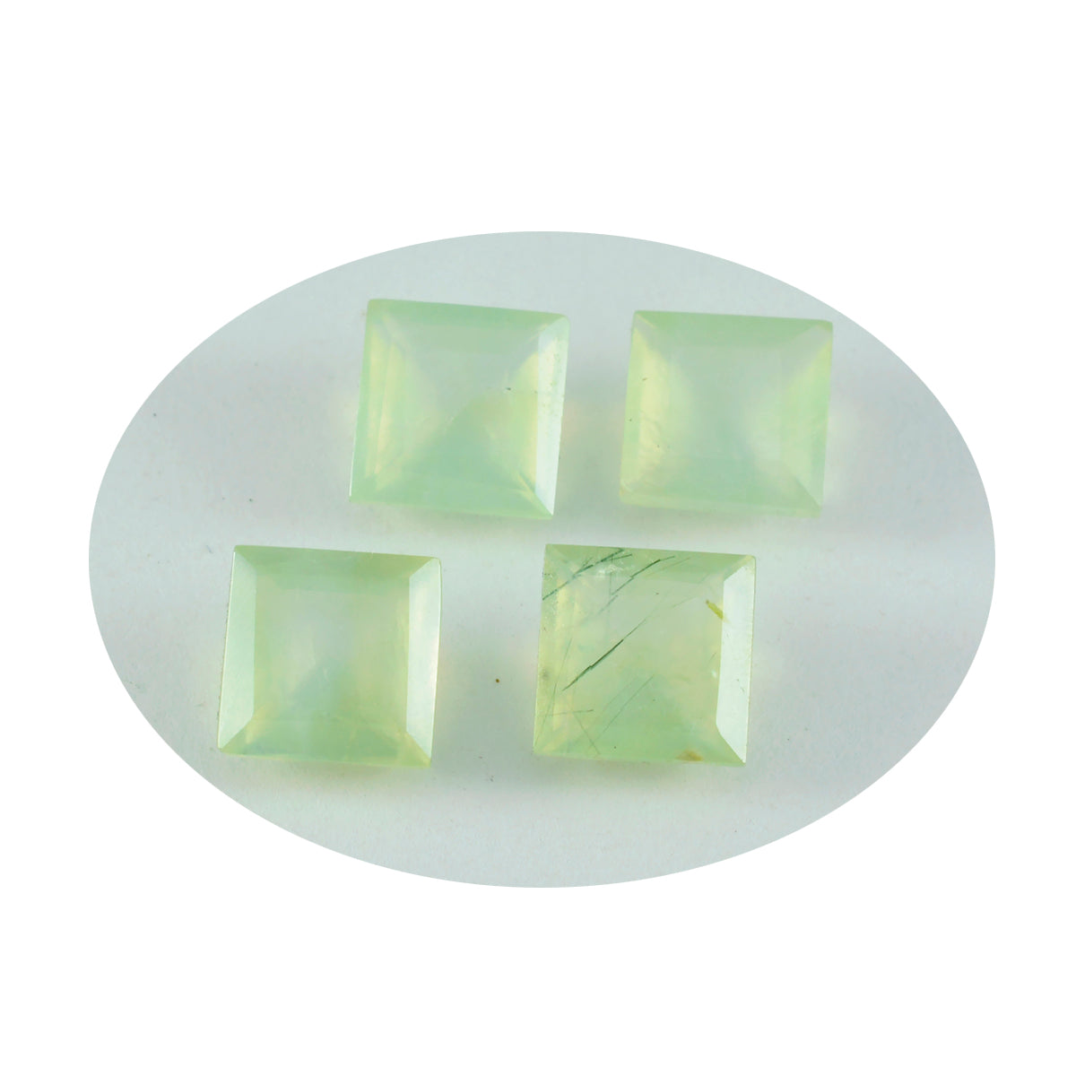 riyogems 1pc green prehnite faceted 14x14 mm square shape great quality stone