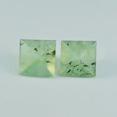 Riyogems 1PC Green Prehnite Faceted 15x15 mm Square Shape fantastic Quality Gemstone